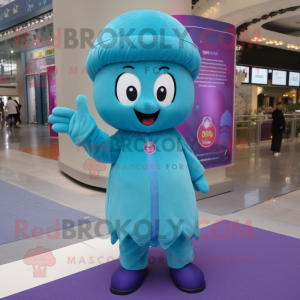 Cyan Plum maskot kostume...