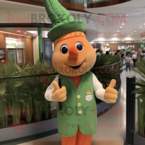 Olive Carrot mascot costume character dressed with a Polo Tee and Berets