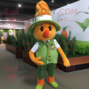 Olive Carrot mascot costume character dressed with a Polo Tee and Berets