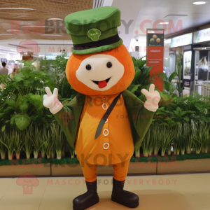 Olive Carrot mascot costume character dressed with a Polo Tee and Berets
