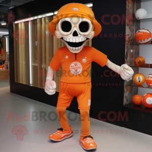 Orange Skull maskot kostume...