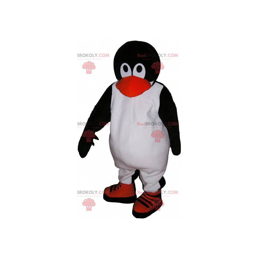 Mascote pinguin preto e branco fofo e tocante - Redbrokoly.com