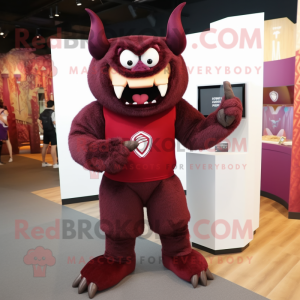 Maroon Demon maskot drakt...