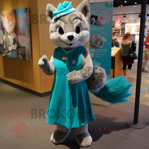 Teal Marten maskot kostume...