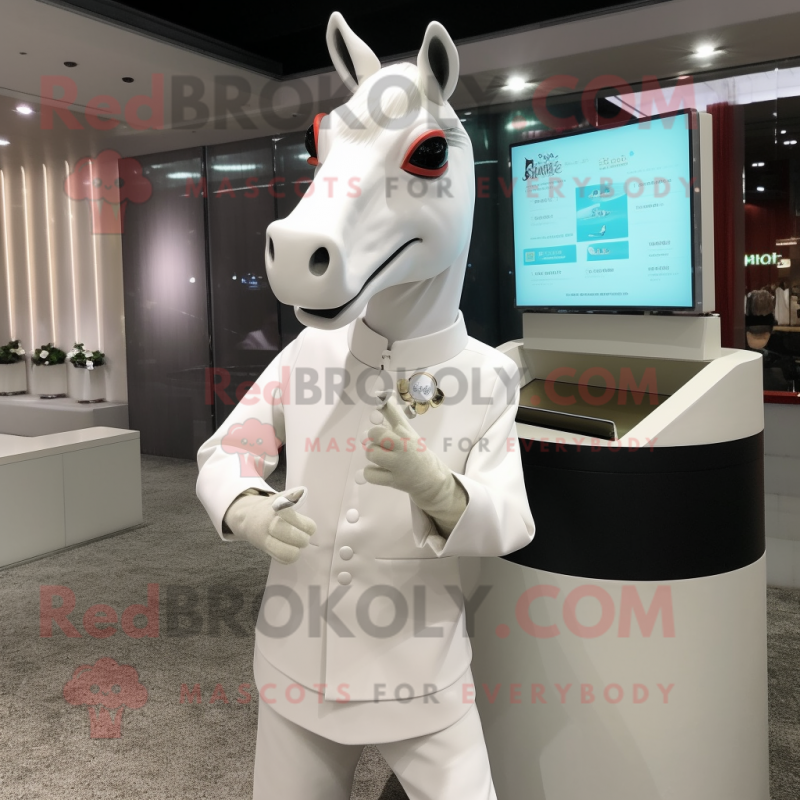 White Horse mascot costume character dressed with a Turtleneck and Cufflinks