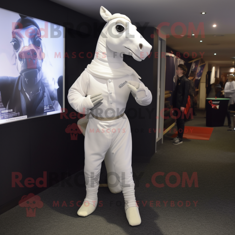 White Horse mascot costume character dressed with a Turtleneck and Cufflinks