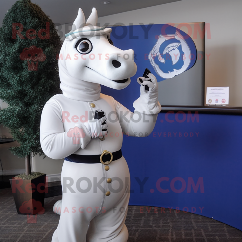 White Horse mascot costume character dressed with a Turtleneck and Cufflinks