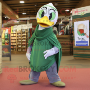 Olive Swan mascot costume character dressed with a Bootcut Jeans and Scarf clips