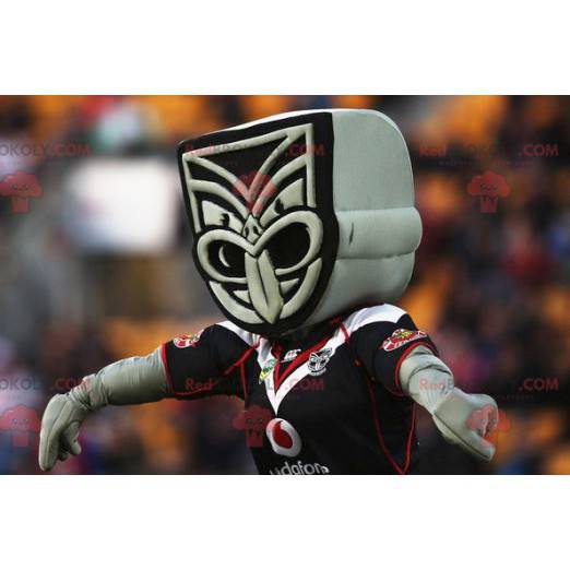 Grå och svart Maori staty maskot - Redbrokoly.com