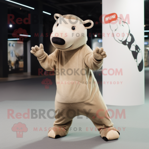 Beige Tapir maskot kostume...