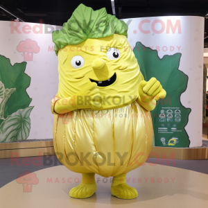 Gold Cabbage maskot kostume...