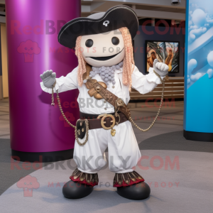 White Pirate mascot costume character dressed with a Yoga Pants and Necklaces