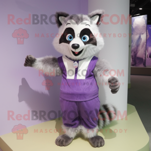 Lavender Raccoon mascot costume character dressed with a Capri Pants and Shoe clips