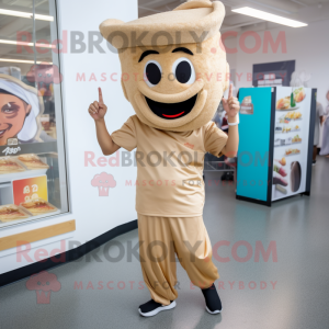 Tan Pad Thai mascot costume character dressed with a Joggers and Hats