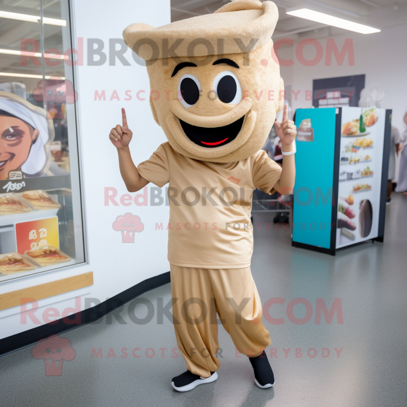 Tan Pad Thai mascot costume character dressed with a Joggers and Hats Tan Pad Thai mascot costume character dressed with a Joggers and Hats