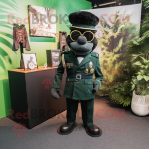 Black Green Beret mascot costume character dressed with a Tuxedo and Hairpins
