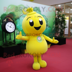 Lemon Yellow Tomato mascot costume character dressed with a Dress and Bracelet watches