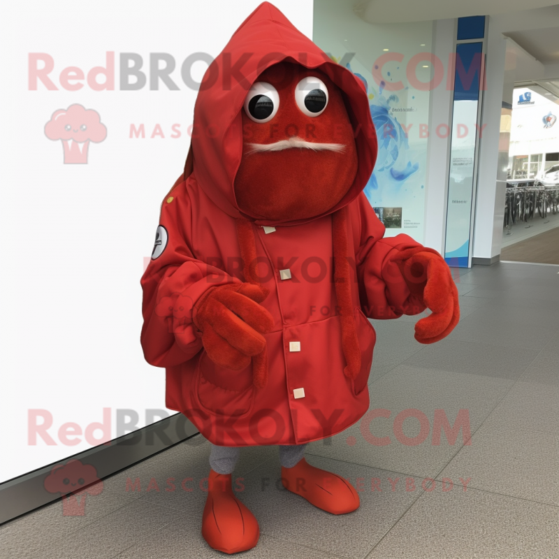 Red Hermit Crab mascot costume character dressed with a Coat and Foot pads Red Hermit Crab mascot costume character dressed with a Coat and Foot pads