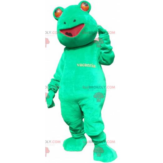 Mascote sapo verde gigante e engraçado - Redbrokoly.com