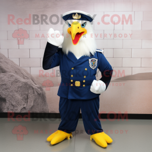 Navy Bald Eagle mascot costume character dressed with a Shift Dress and Shoe laces