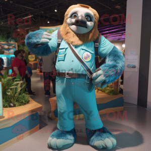 Teal Giant Sloth mascotte...