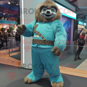 Teal Giant Sloth mascotte...