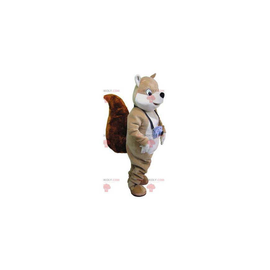 Mascote grande esquilo marrom com cauda grande - Redbrokoly.com