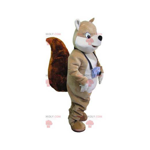Stor brun ekorre maskot med stor svans - Redbrokoly.com