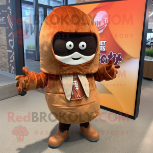 Rust Tacos mascot costume character dressed with a Parka and Bow ties