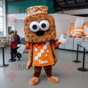 Rust Tacos mascot costume character dressed with a Parka and Bow ties