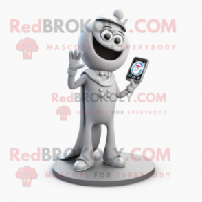 Gray Phone mascot costume character dressed with a Trousers and Rings