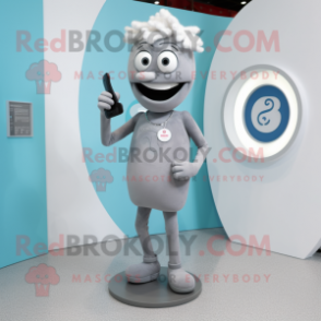 Gray Phone mascot costume character dressed with a Trousers and Rings