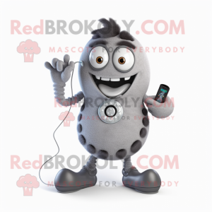Gray Phone mascot costume character dressed with a Trousers and Rings