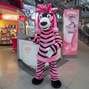 Roze Zebra mascotte kostuum...