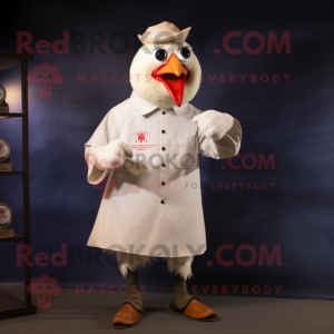 Cream Roosters mascot costume character dressed with a Henley Tee and Rings