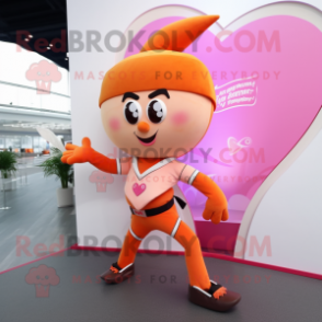Peach Arrow Of Love mascot costume character dressed with a Leggings and Cufflinks