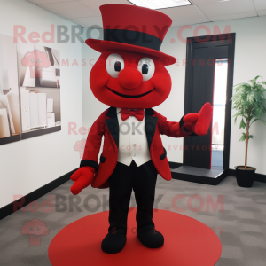 Red Attorney mascot costume character dressed with a Suit Jacket and Bow ties