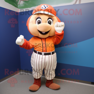 nan Baseball Glove mascot costume character dressed with a Pencil Skirt and Scarves