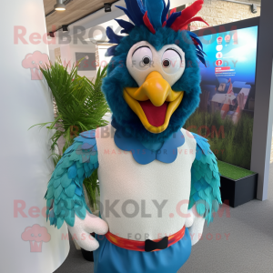 Cyan Roosters maskot drakt...