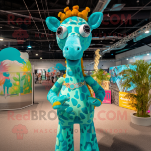 Turquoise giraffe mascotte...