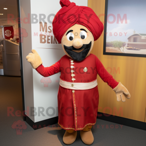 Red Tikka Masala mascot costume character dressed with a Henley Tee and Berets