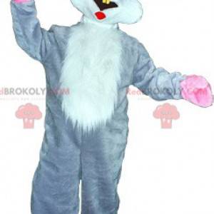 Mascotte de lapin géant gris et blanc - Redbrokoly.com