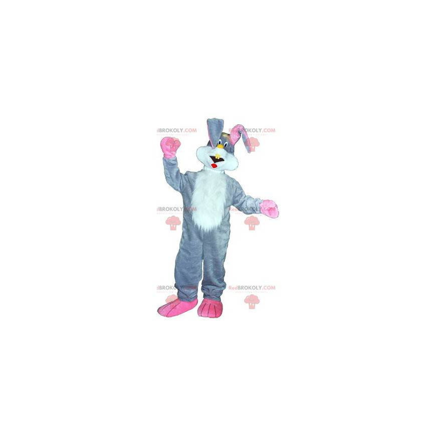 Mascotte de lapin géant gris et blanc - Redbrokoly.com