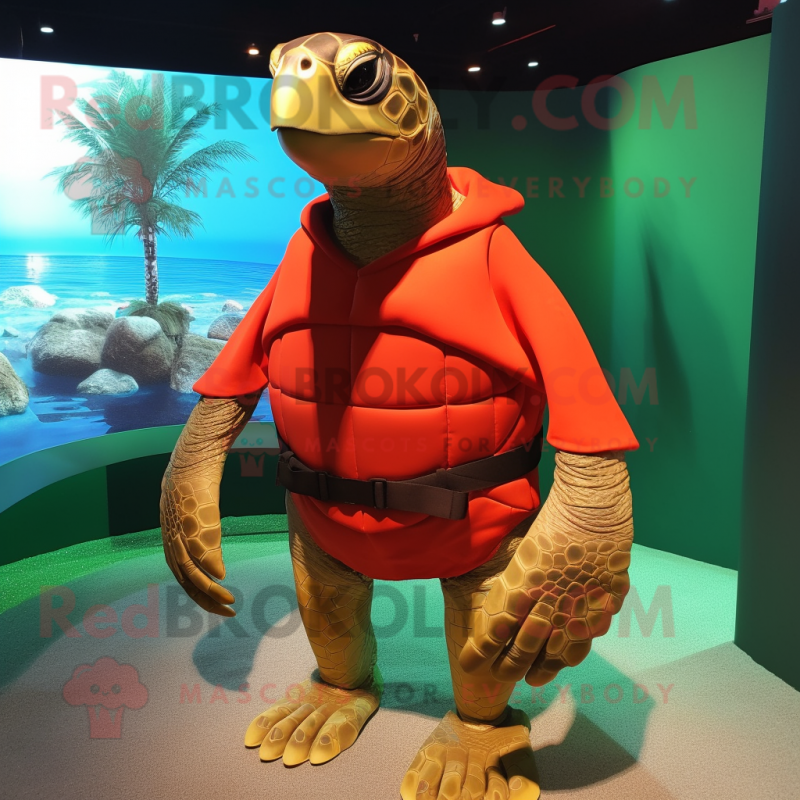 Red Sea Turtle mascot costume character dressed with a Tank Top and Cufflinks