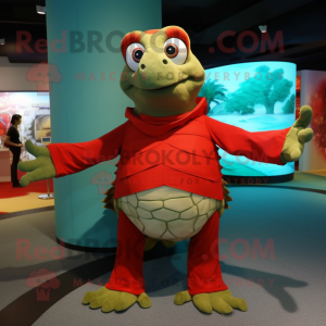 Red Sea Turtle mascot costume character dressed with a Tank Top and Cufflinks