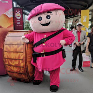 Magenta Dim Sum mascot costume character dressed with a Cargo Pants and Cummerbunds