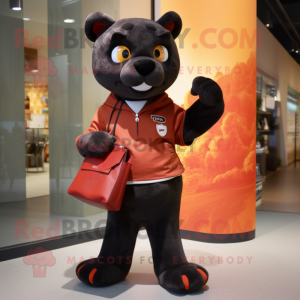 Rust Panther mascot costume character dressed with a Culottes and Wallets