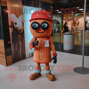 Rust Camera mascot costume character dressed with a Jeggings and Berets