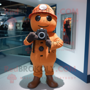 Rust Camera mascot costume character dressed with a Jeggings and Berets