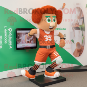 Rust Irish Dancing Shoes mascot costume character dressed with a Joggers and Smartwatches